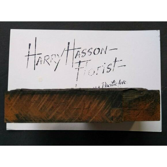 Harry Hasson Florist Printer Block Ink Stamp Letter Press Vintage Atlantic City - Picture 6 of 6